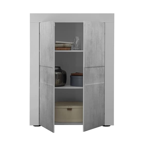 Santino Highboard In White High Gloss And Grey With 2 Doors_3